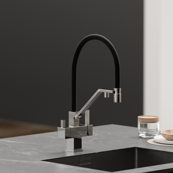 Смеситель для кухни Sancos Loro SC4007CH с подключением к фильтру хром/черный