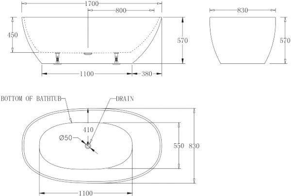 Акриловая ванна BelBagno  BB80-1700 170x83