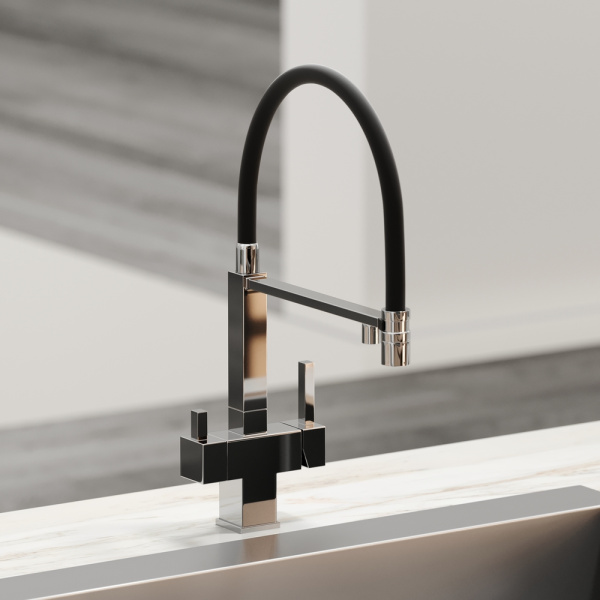 Смеситель для кухни Sancos Moro SC4006CH с подключением к фильтру хром/черный