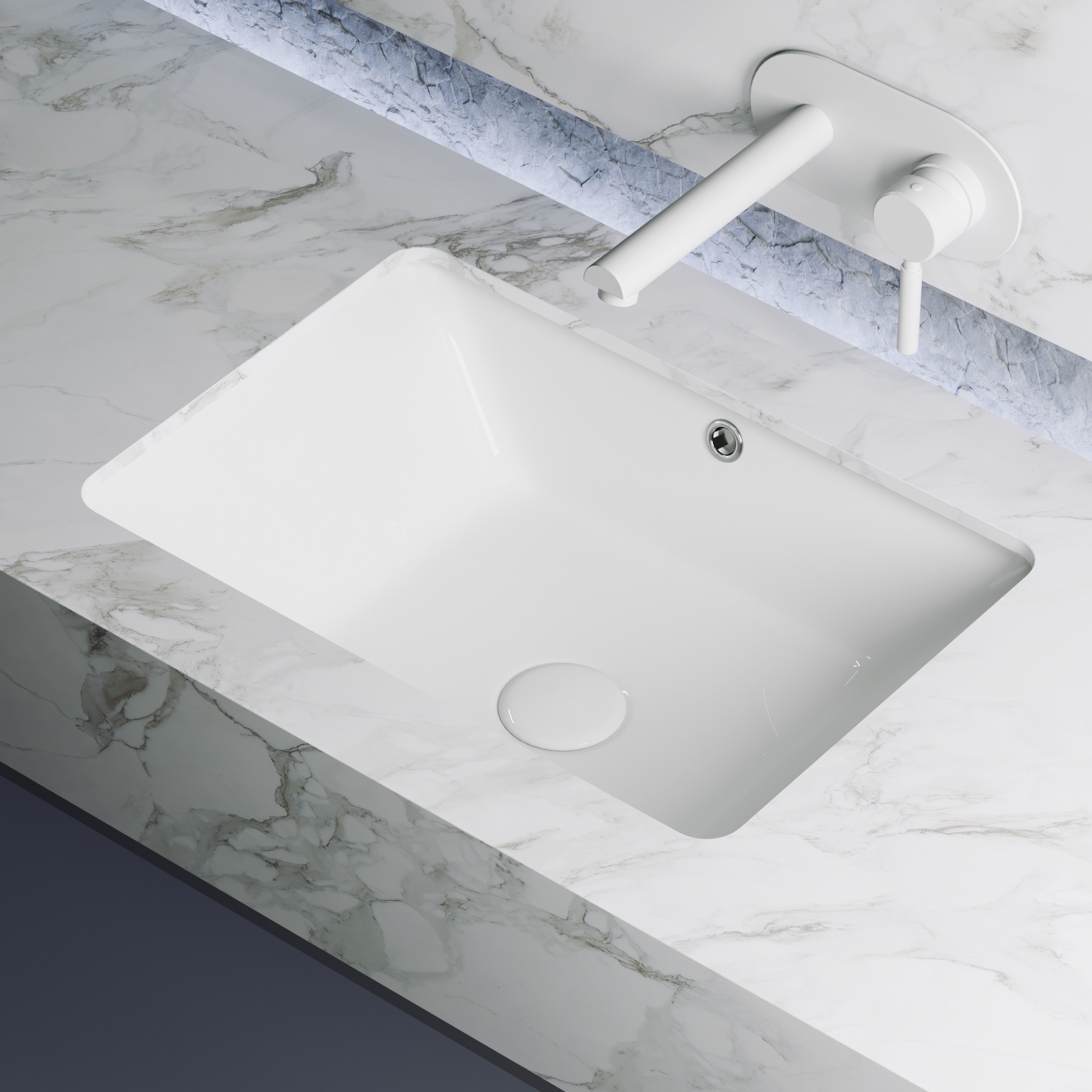 Раковина встраиваемая снизу прямоугольная Ceramica Nova Element CN6045 фарфор цвет белый