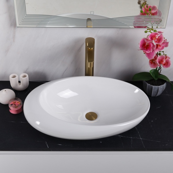 Раковина накладная овальная BelBagno  BB1396 фаянс цвет белый