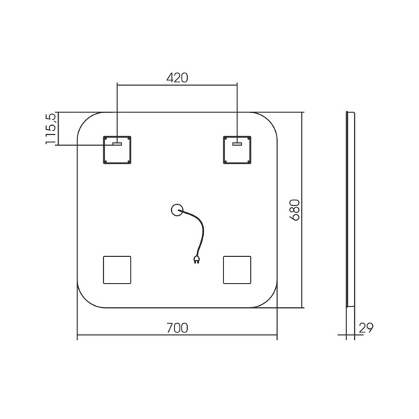 Зеркало для ванной комнаты Vincea  VLM-2A700 70x70 с подсветкой