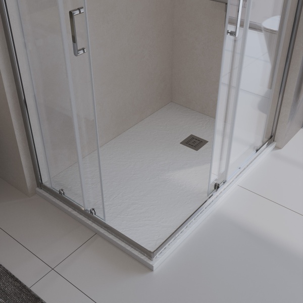 Душевой поддон низкий BelBagno Uno TRAY-MR-UNO-AH-100/80-35-W-CR прямоугольный литьевой мрамор 100x80 белый