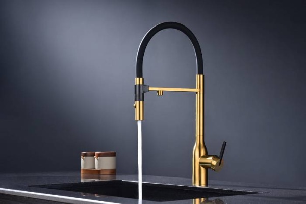 Смеситель для кухни Paulmark MAGNETO ONE Ma213188-BG с подключением к фильтру брашированное золото