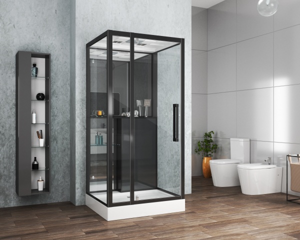 Душевая кабина с крышей Grossman  GR266 прямоугольная  90x100 стекла прозрачные, профиль черный
