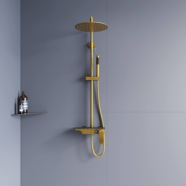 Душевая система со смесителем RGW Shower Panels 51140133-06 монтаж настенная без термостата золото