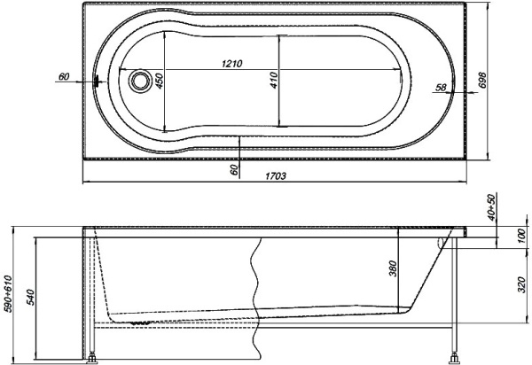 Акриловая ванна Aquanet Light 244927 