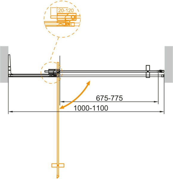 Душевая дверь Cezares Slider SLIDER-B-1-100/110-C-Cr 110 см стекла прозрачные, профиль хром