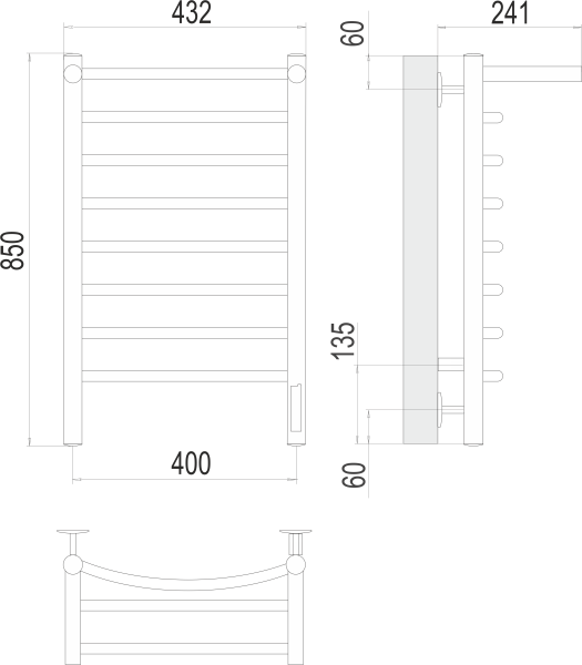 Полотенцесушитель электрический Terminus Классик с полкой П8  40x85 4670078531407 хром