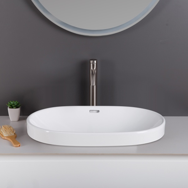 Раковина полувстраиваемая овальная BelBagno  BB1004 фаянс цвет белый