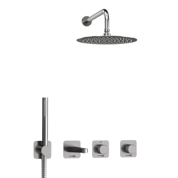 Душевая система со смесителем Wasserkraft Tauber A6451.297.298.097.121.275.100.276 монтаж встраиваемая в стену без термостата никель