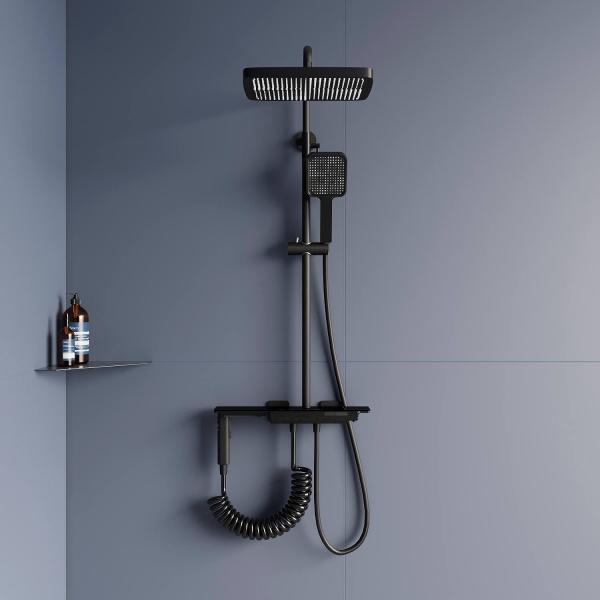 Душевая система со смесителем RGW Shower Panels 51140135-04 монтаж настенная с термостатом черный