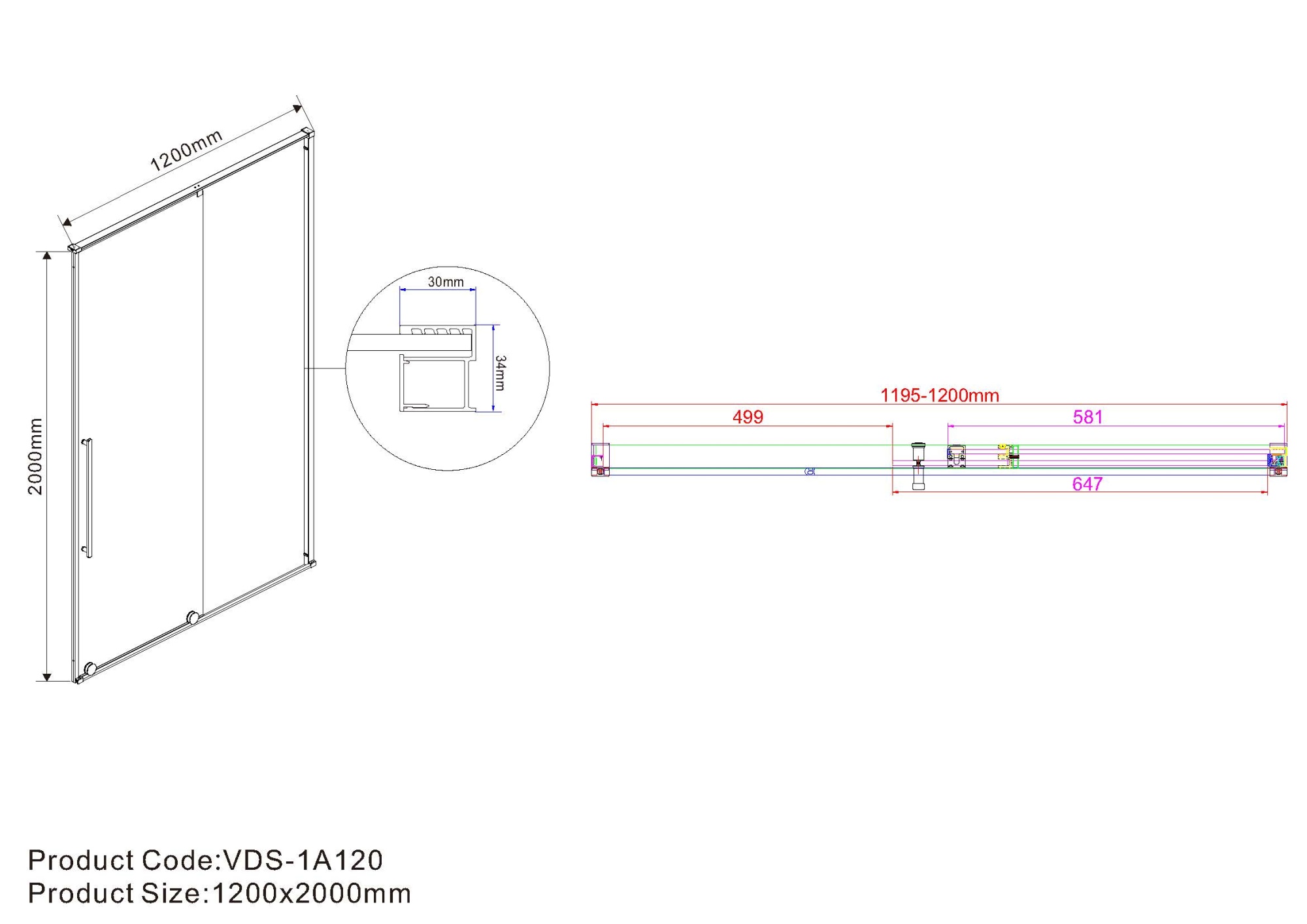 Душевая дверь Vincea Arno VPS-1A120CG 120 см стекла тонированные, профиль хром
