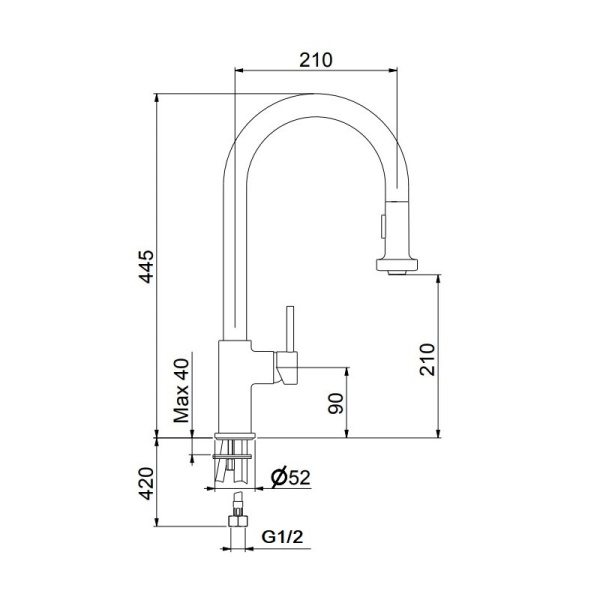 Смеситель для кухни Webert Sidney SY940302564 без подключения к фильтру черный/хром