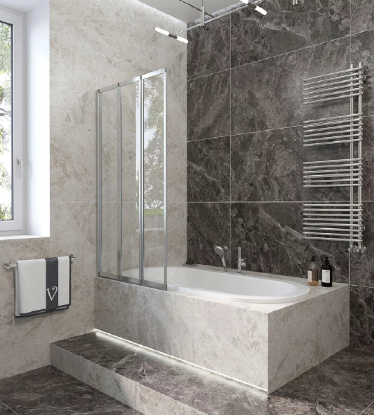 Шторка для ванны Veconi Palau PL73L-90-01-19C4 90 см, стекла прозрачные, профиль хром