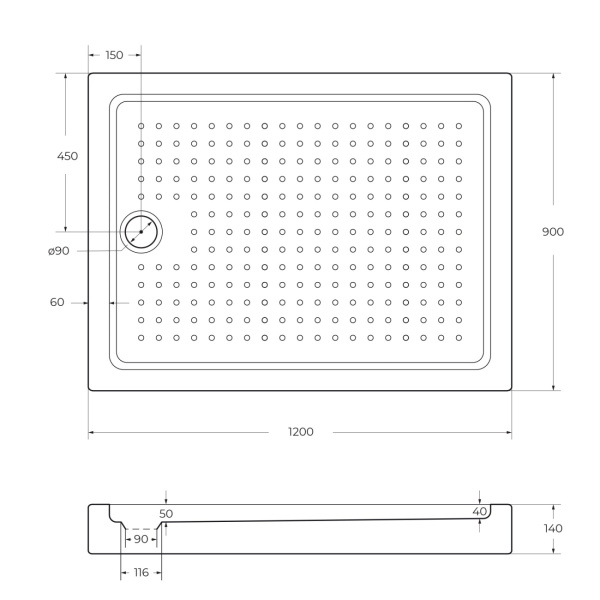 Душевой поддон низкий Cezares Tray TRAY-A-AH-120/90-15-W0 прямоугольный акрил 120x90 белый