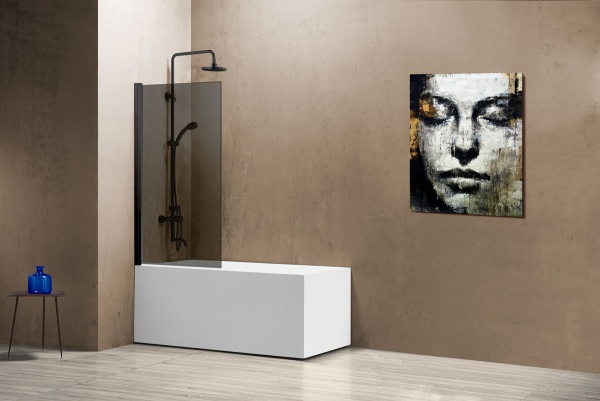 Шторка для ванны распашная  Vincea VSB-11 VSB-11800CGB 80 см, стекла тонированные, профиль черный