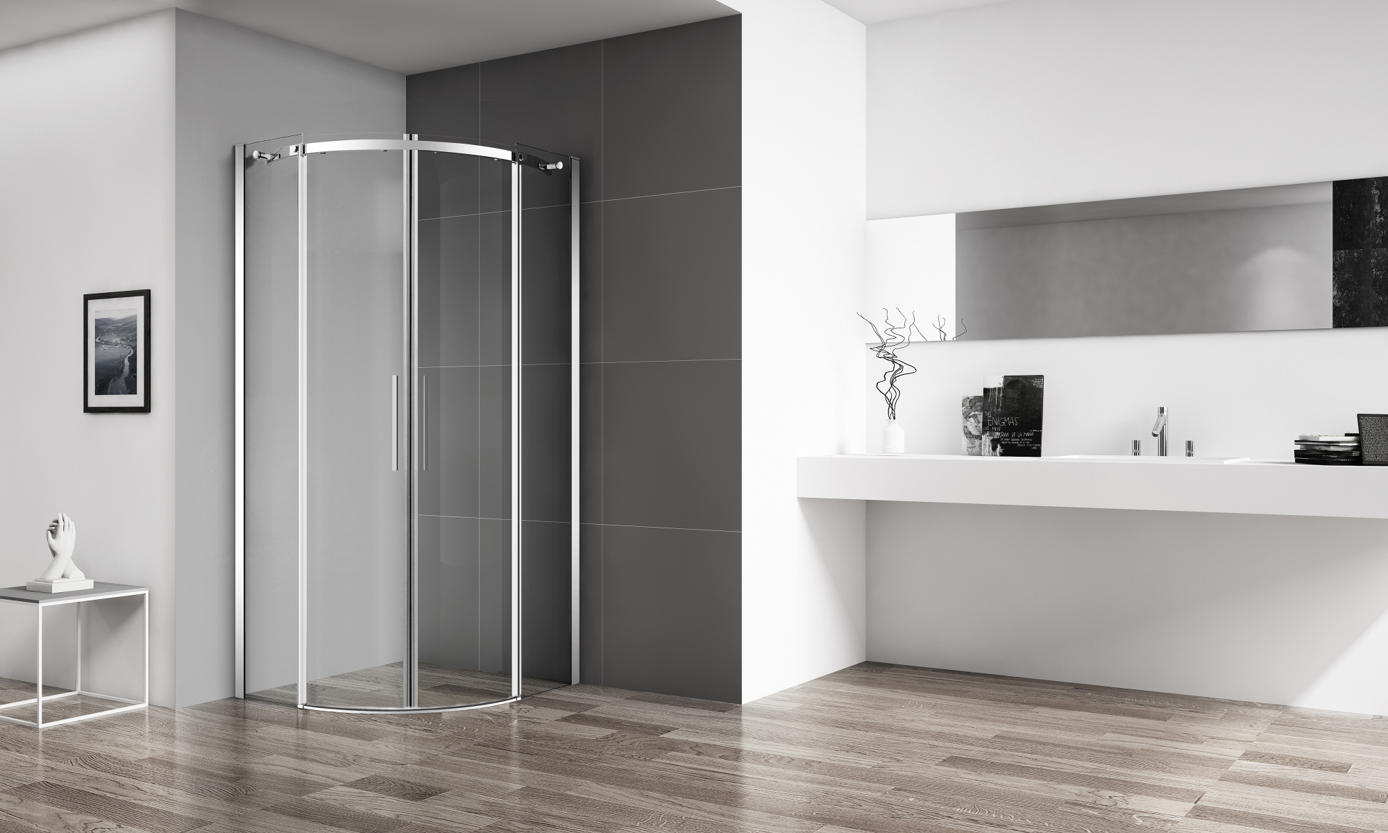 Душевой угол BelBagno Acqua ACQUA-R-2-90-C-Cr четверть круга 90x90 стекла прозрачные, профиль хром