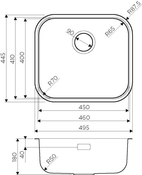 Кухонная мойка прямоугольная Omoikiri Omi 4993066 встраиваемая снизу встраиваемая сверху сталь