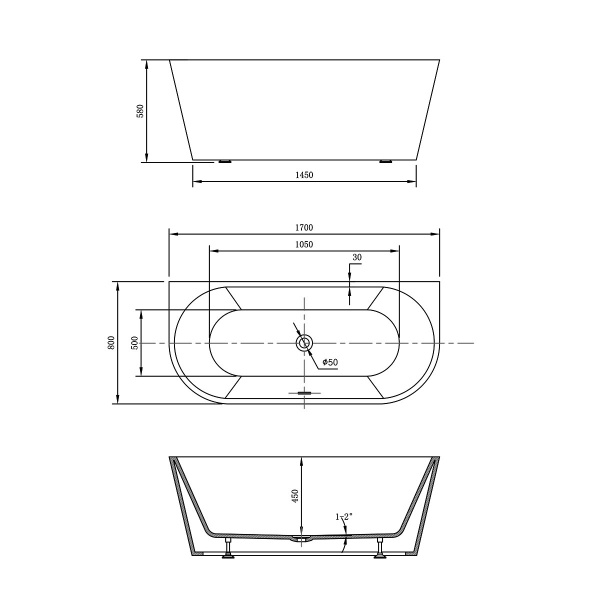 Акриловая ванна Vincea  VBT-421-1700MB 170x80