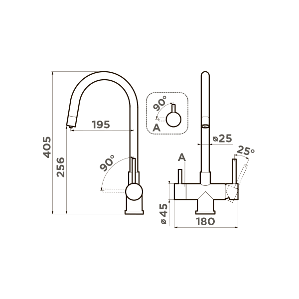 Смеситель для кухни Omoikiri Akita 4994086 с подключением к фильтру нержавеющая сталь