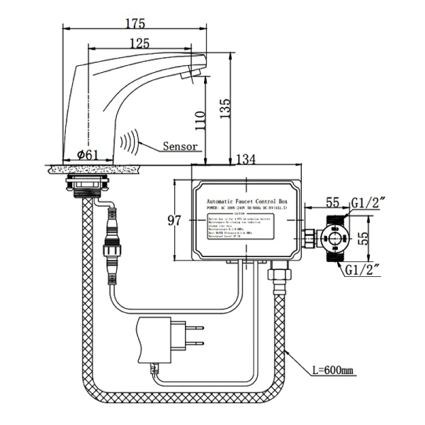 Смеситель для раковины Raiber Sensor RSF88121 хром