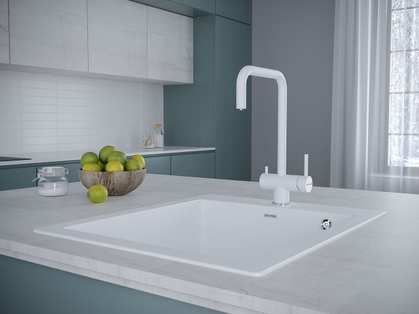 Смеситель для кухни Paulmark Wetter We213030-431 с подключением к фильтру белый матовый