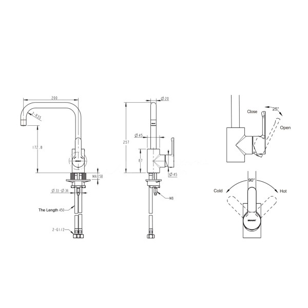 Смеситель для кухни Bravat Stream F73783C-1A без подключения к фильтру хром