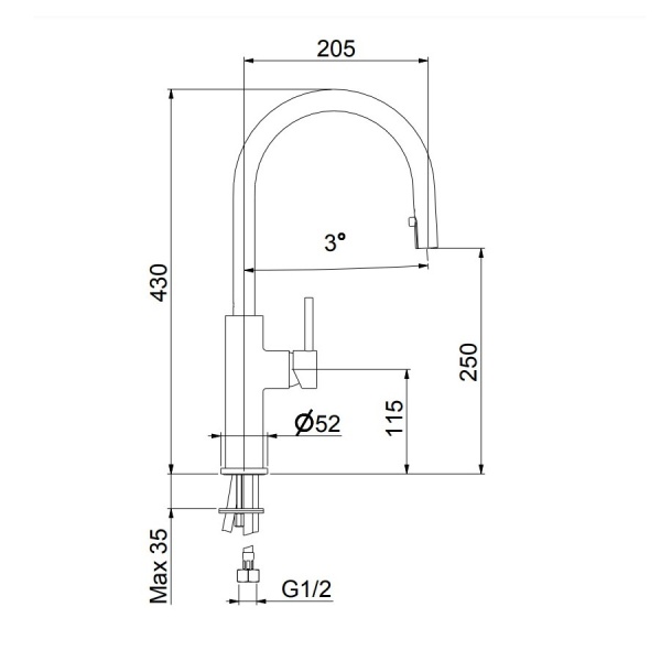Смеситель для кухни Webert Lima LM940302015 без подключения к фильтру хром