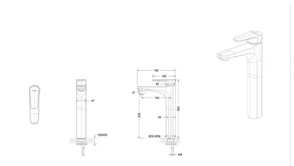 Смеситель для раковины Bravat Source F1173218BW-A9-ENG черный