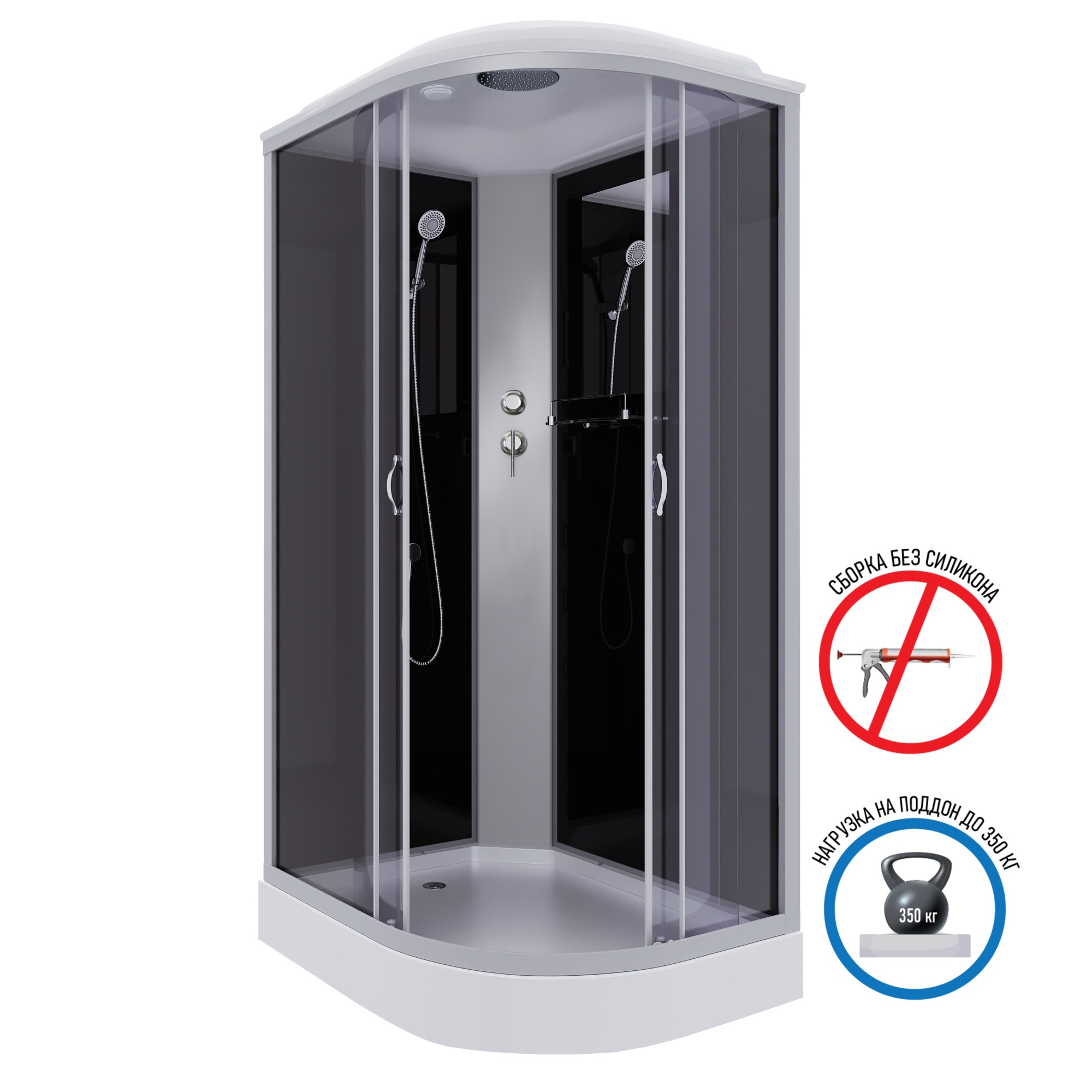 Душевая кабина с крышей Niagara Classic NG-3512-14L асимметричная  120x80 стекла тонированные, профиль матовый хром