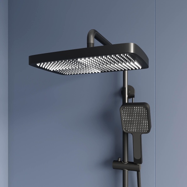 Душевая система со смесителем RGW Shower Panels 51140134-04 монтаж настенная с термостатом черный