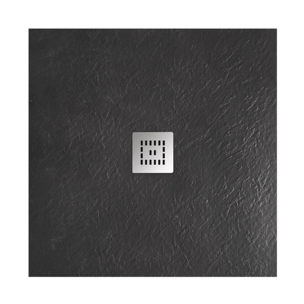 Душевой поддон низкий BelBagno Uno TRAY-MR-UNO-A-90-35-NERO-CR квадратный литьевой мрамор 90x90 черный матовый