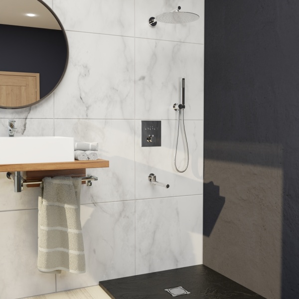 Душевая система со смесителем RGW Shower Panels 511408370-01 монтаж встраиваемая в стену с термостатом хром