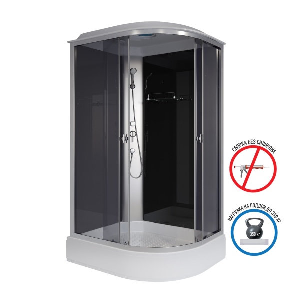 Душевая кабина с крышей Niagara Eco E120/80/26L/TN асимметричная  120x80 стекла тонированные, профиль матовый хром